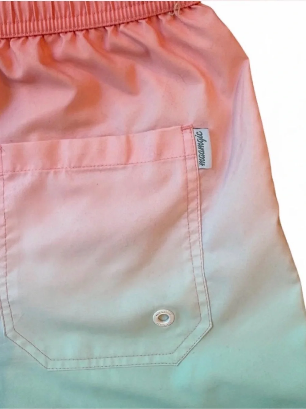 Men’s Sz S Maamgic Ombré Pink to Aqua Swim Shorts